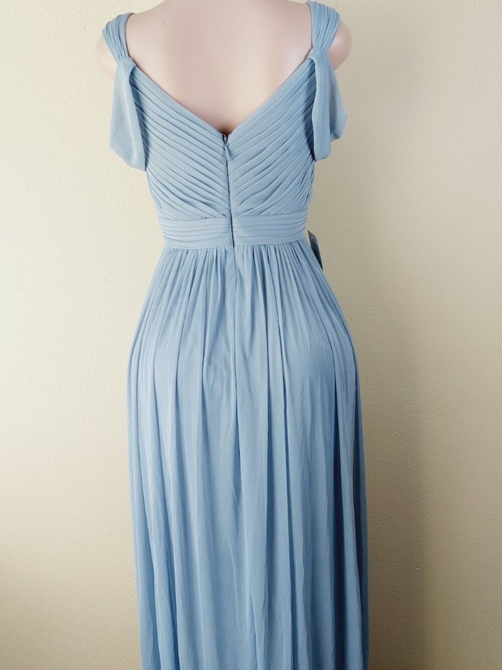 Azazie Women's Dusty Blue Calla Stretch-Mesh Long Maxi Bridesmaid Dress Size 10 - Picture 9 of 16